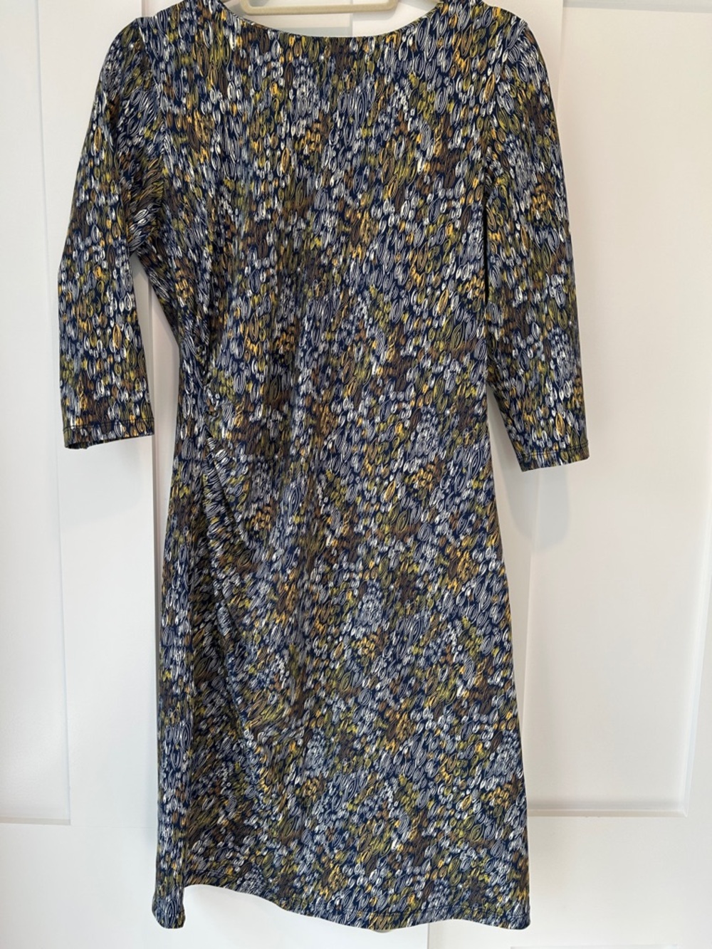 J. McLaughlin Navy, brown, yellow & White Printed Sheath Dress